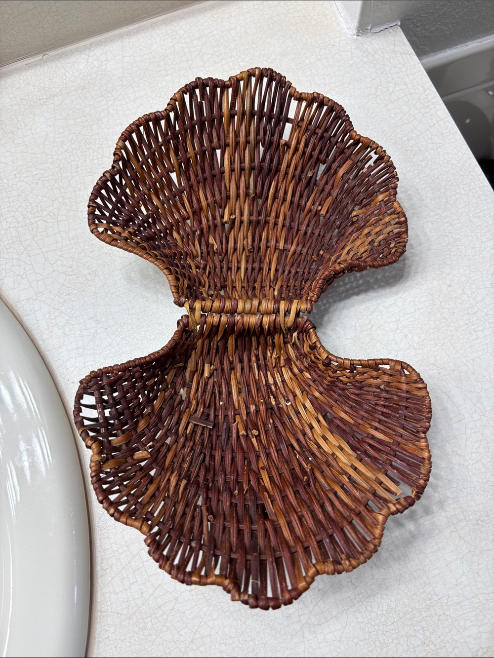 Handwoven Brown Shell-Shaped Wicker Accent Box - Picture 3 of 5